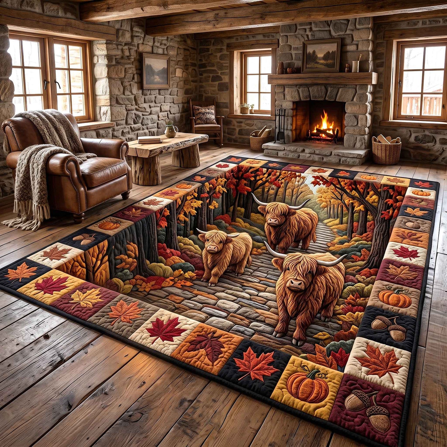 Fall Highland Cow Area Rug GFTOTP21163