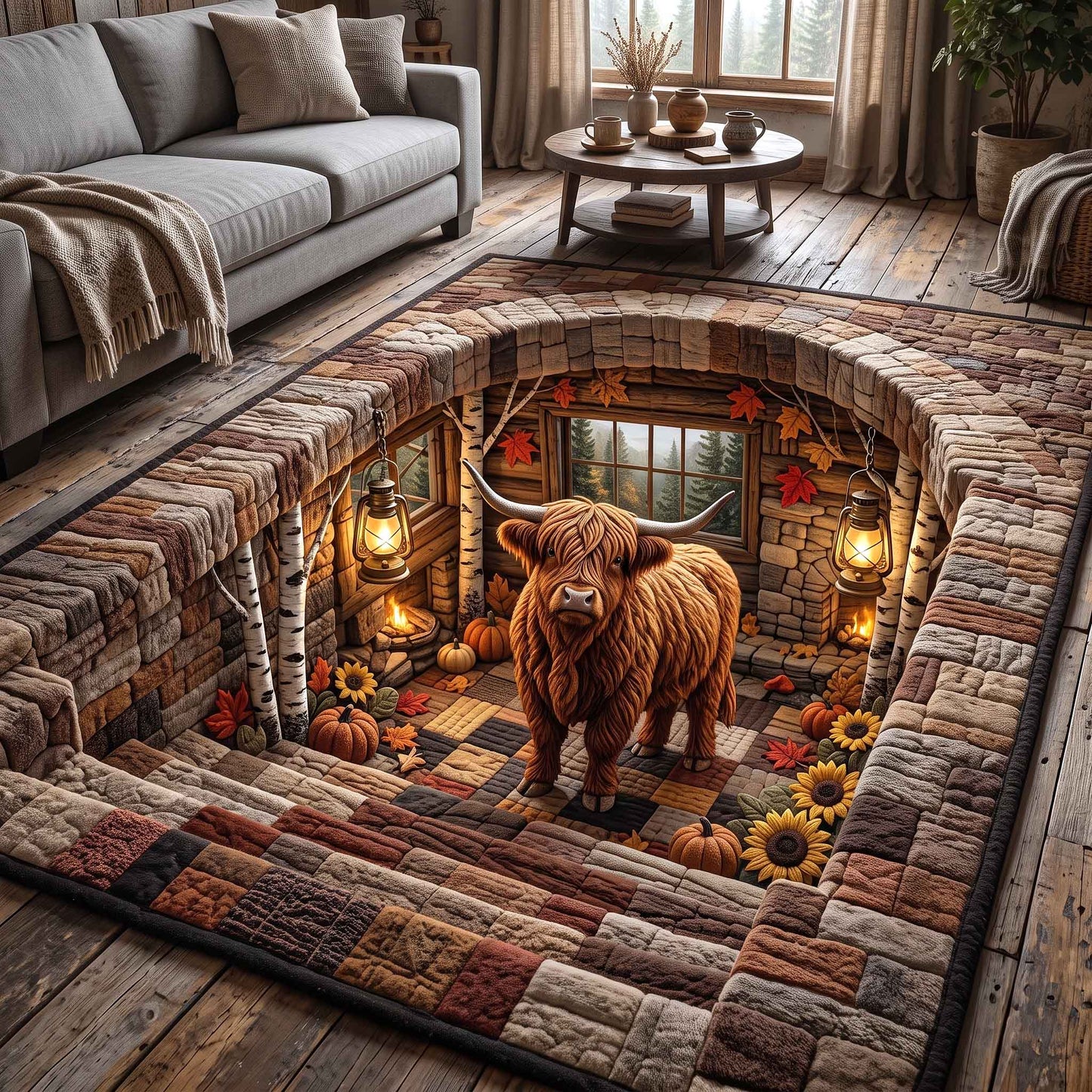 Fall Highland Cow Area Rug GFTOTP21167