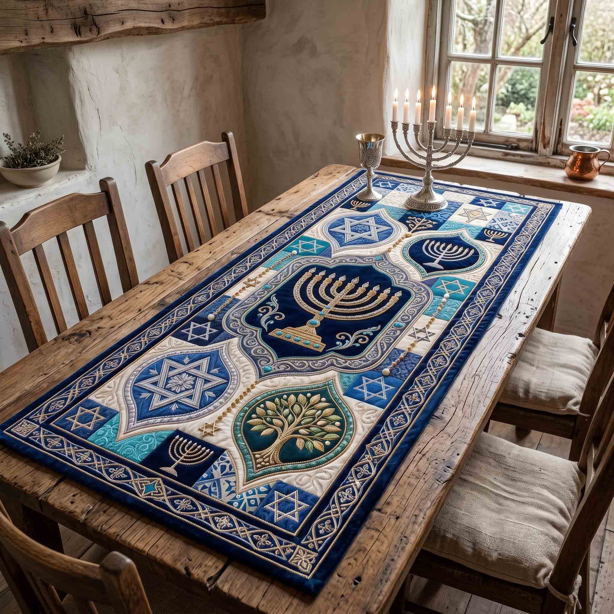 Hanukkah Sparkle Quilted Table Runner GFTOTP21225