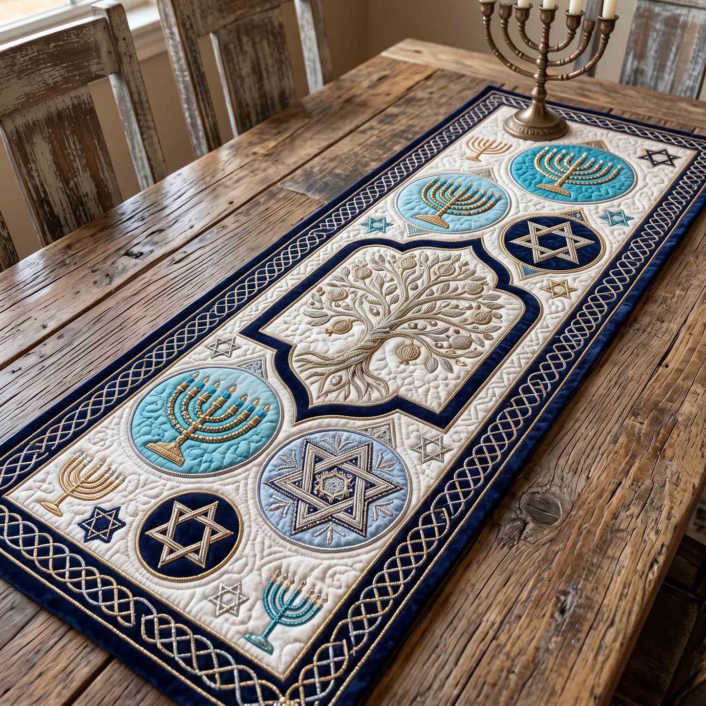 Hanukkah Sparkle Quilted Table Runner GFTOTP21227