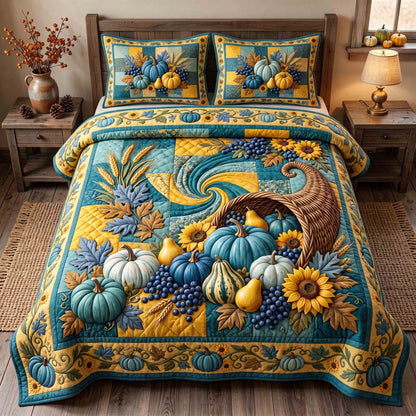 Pumpkin Season 3-Piece Quilted Bedding Set GFTOTP21230