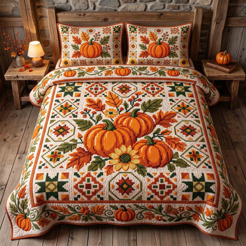 Pumpkin Season 3-Piece Quilted Bedding Set GFTOTP21231