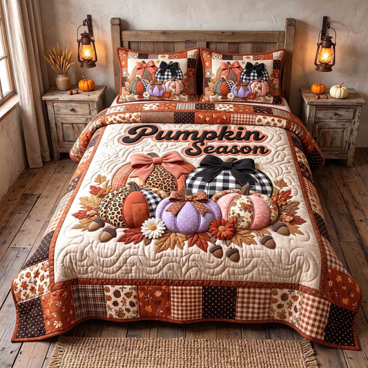 Pumpkin Season 3-Piece Quilted Bedding Set GFTOTP21233
