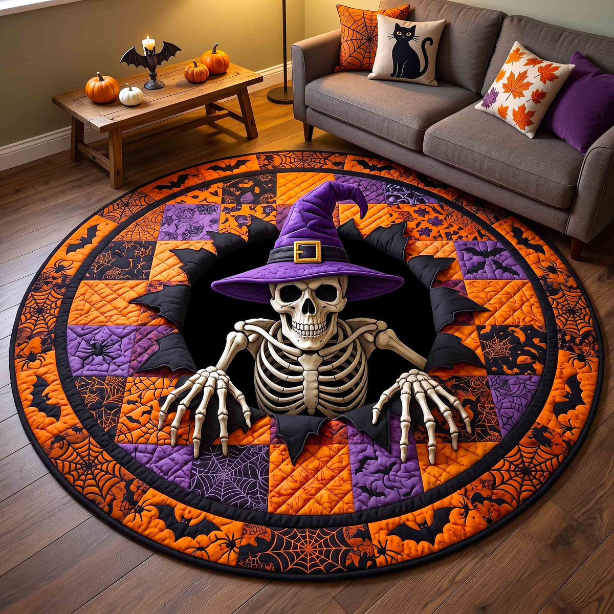 Skeleton Horror Quilted Round Mat GFTOTP21241