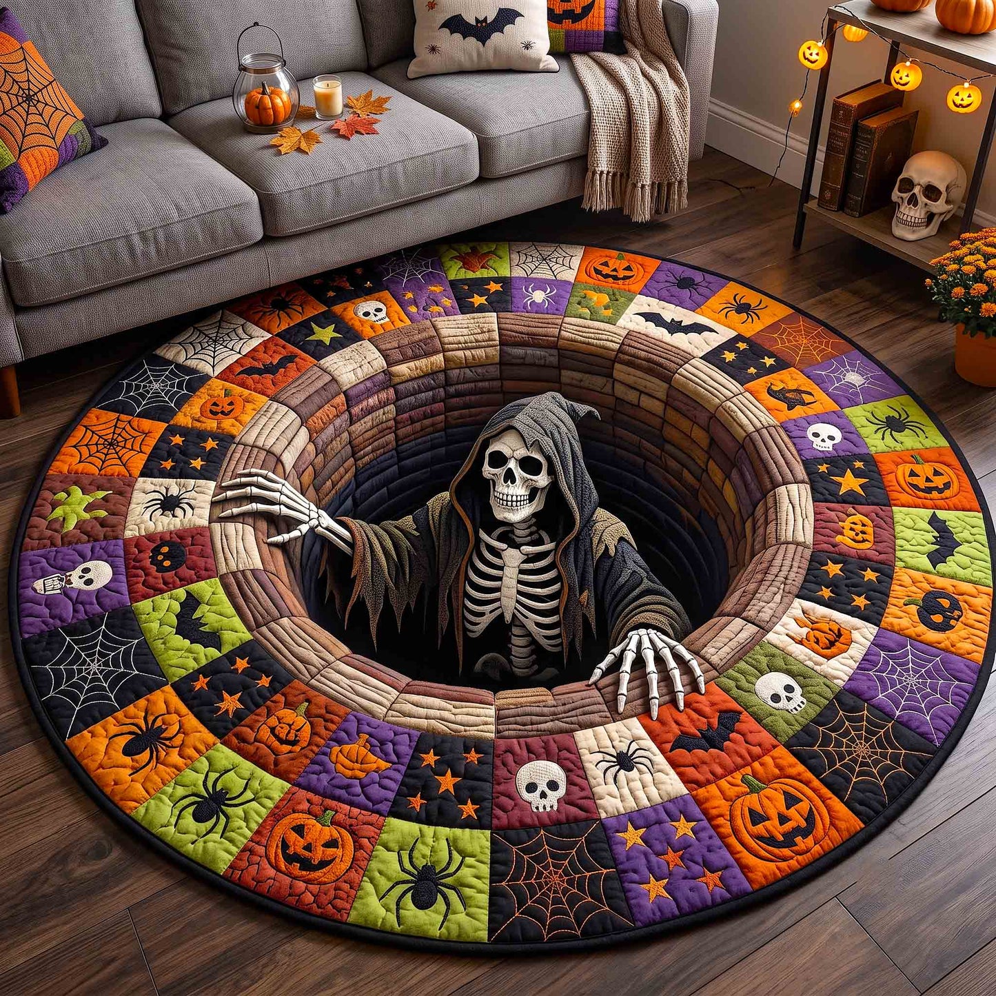 Skeleton Horror Quilted Round Mat GFTOTP21243
