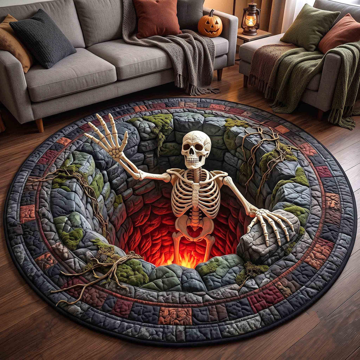 Skeleton Horror Quilted Round Mat GFTOTP21244