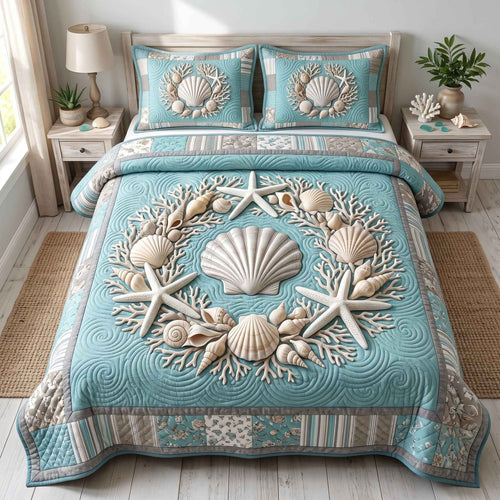 Coastal Whisper 3-Piece Quilted Bedding Set GFTOTP21247