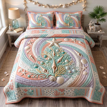 Seashell Christmas 3-Piece Quilted Bedding Set GFTOTP21249
