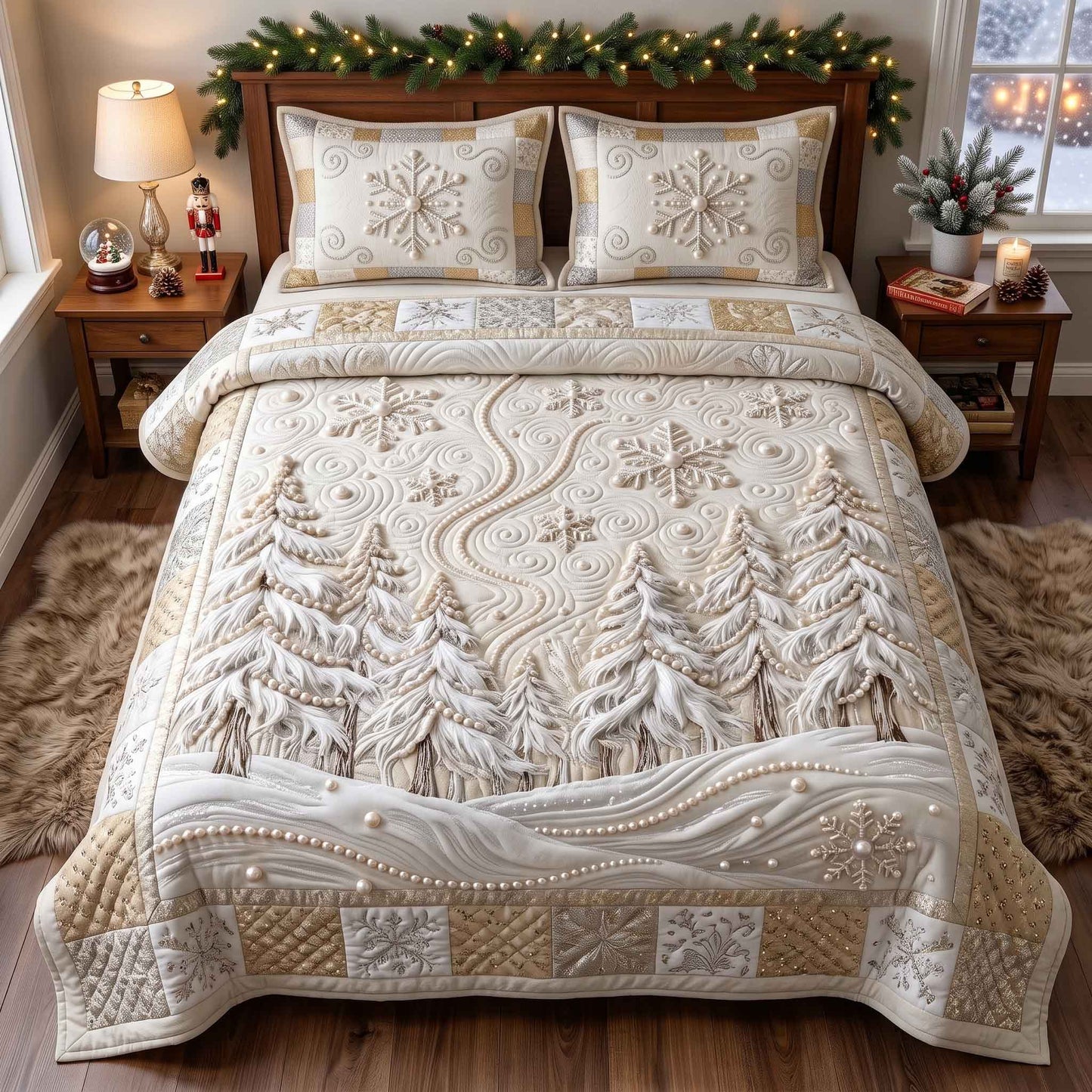 Pearl Winter Wonderland 3-Piece Quilted Bedding Set GFTOTP21254