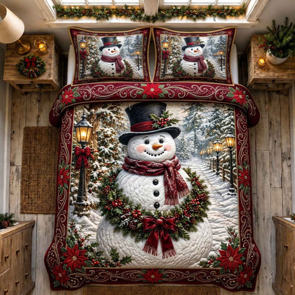 Nostalgic Snowman 3-Piece Quilted Bedding Set GFTOTP21256