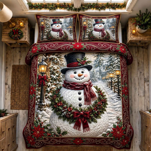 Nostalgic Snowman 3-Piece Quilted Bedding Set GFTOTP21256