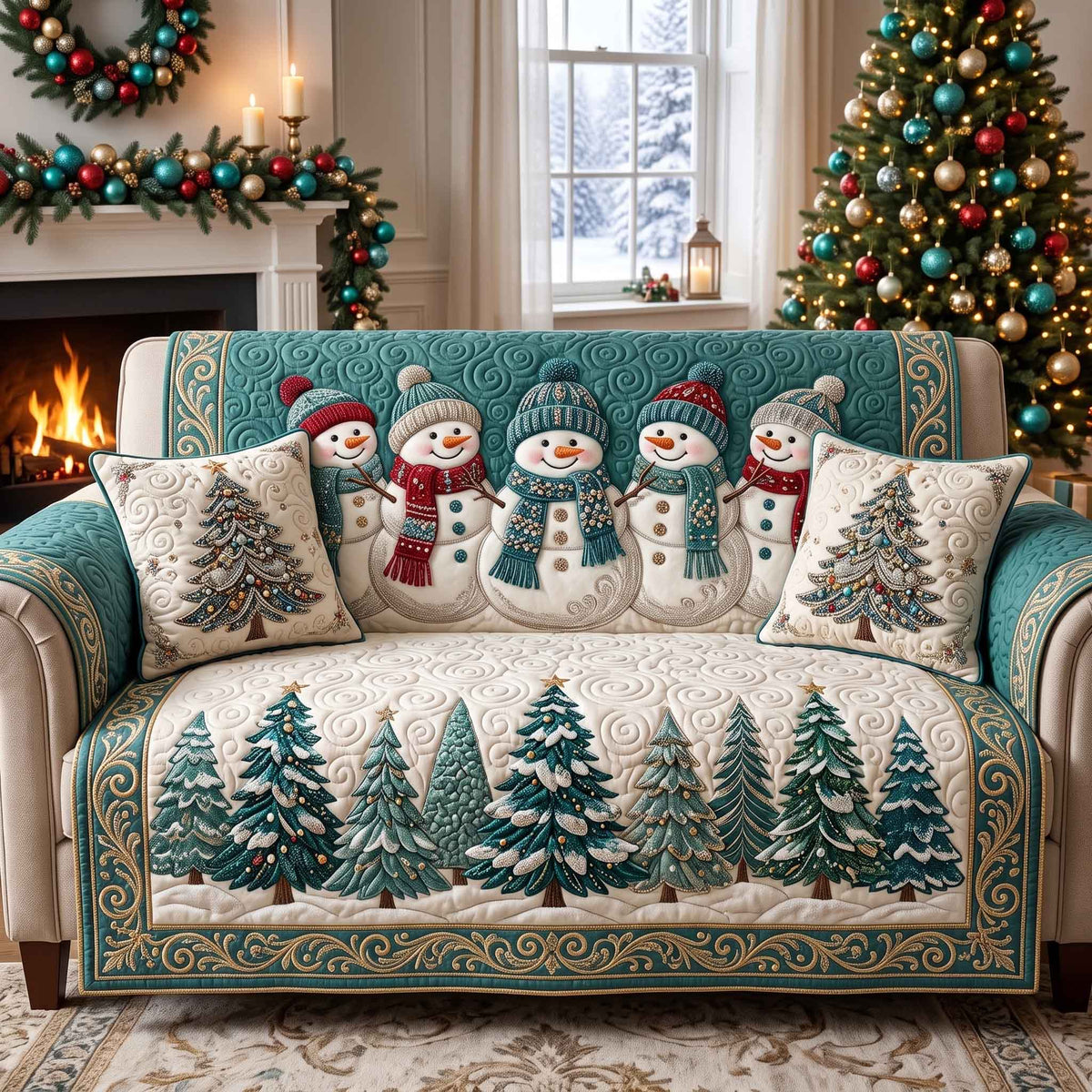 Frosty Friend Quilted Sofa Cover GFTOTP21259