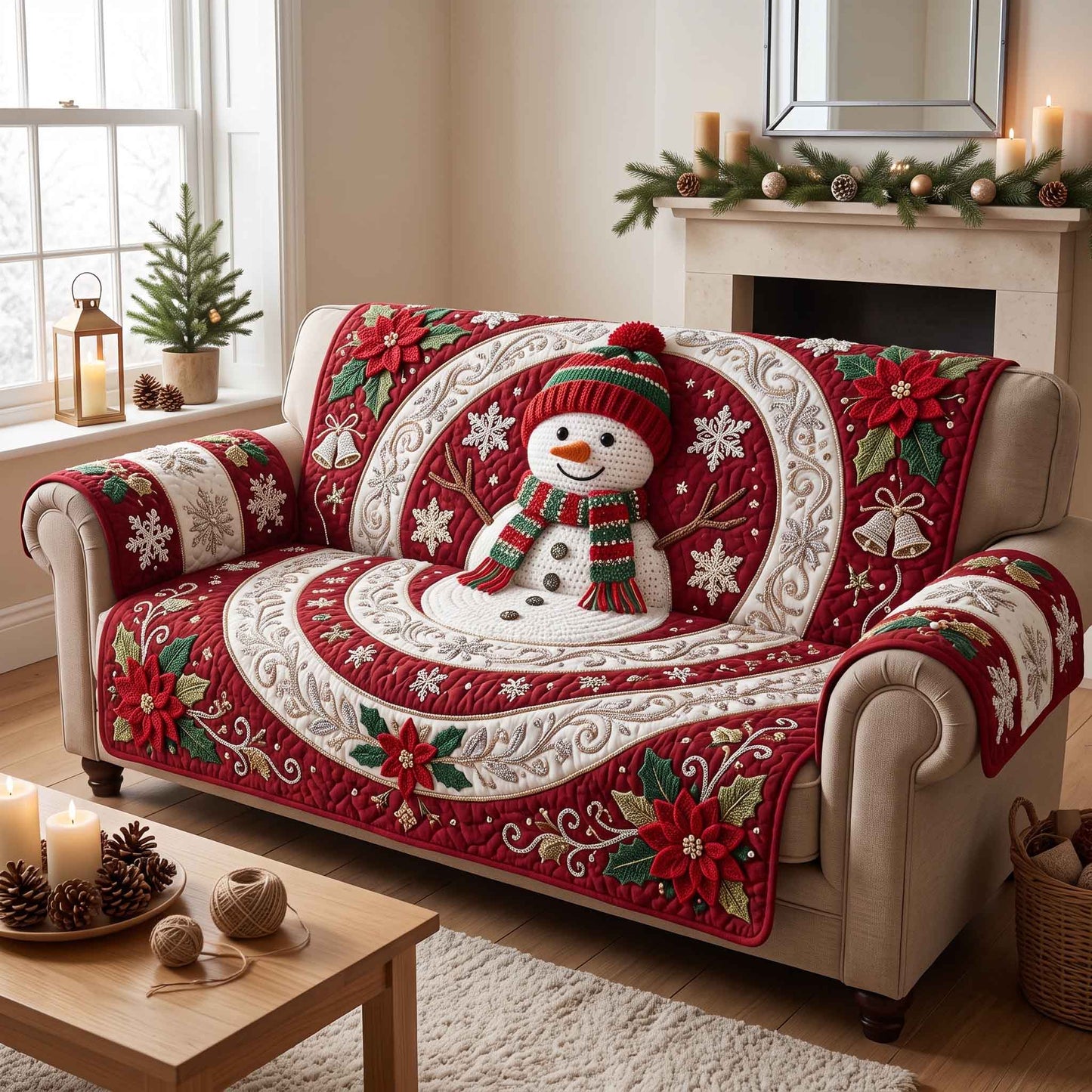 Frosty Friend Quilted Sofa Cover GFTOTP21262