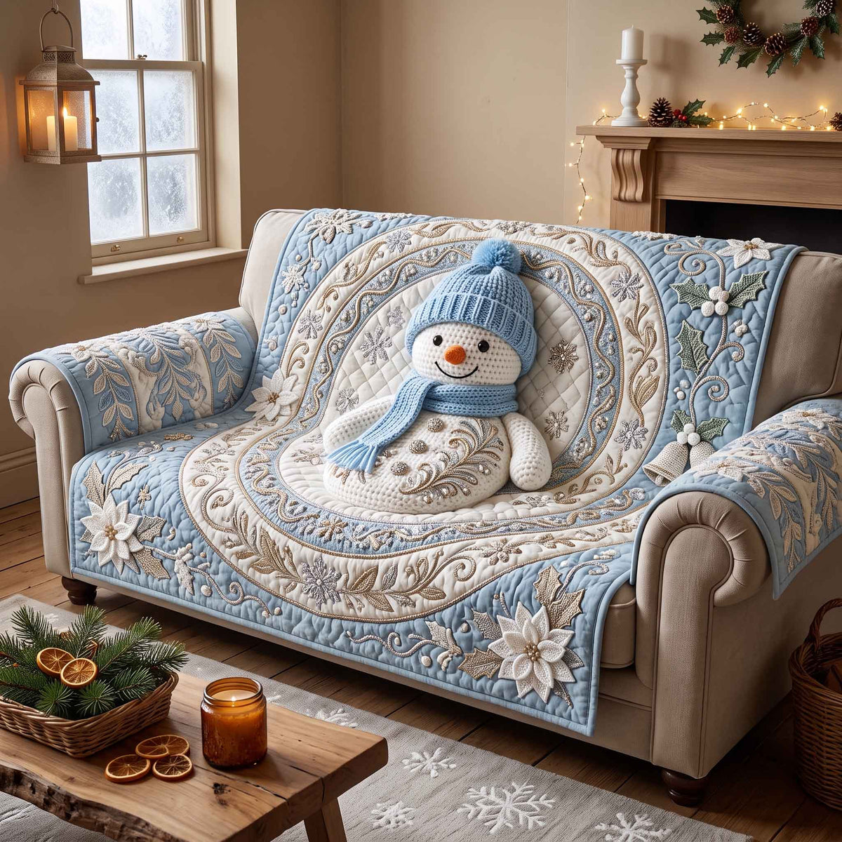 Frosty Friend Quilted Sofa Cover GFTOTP21264