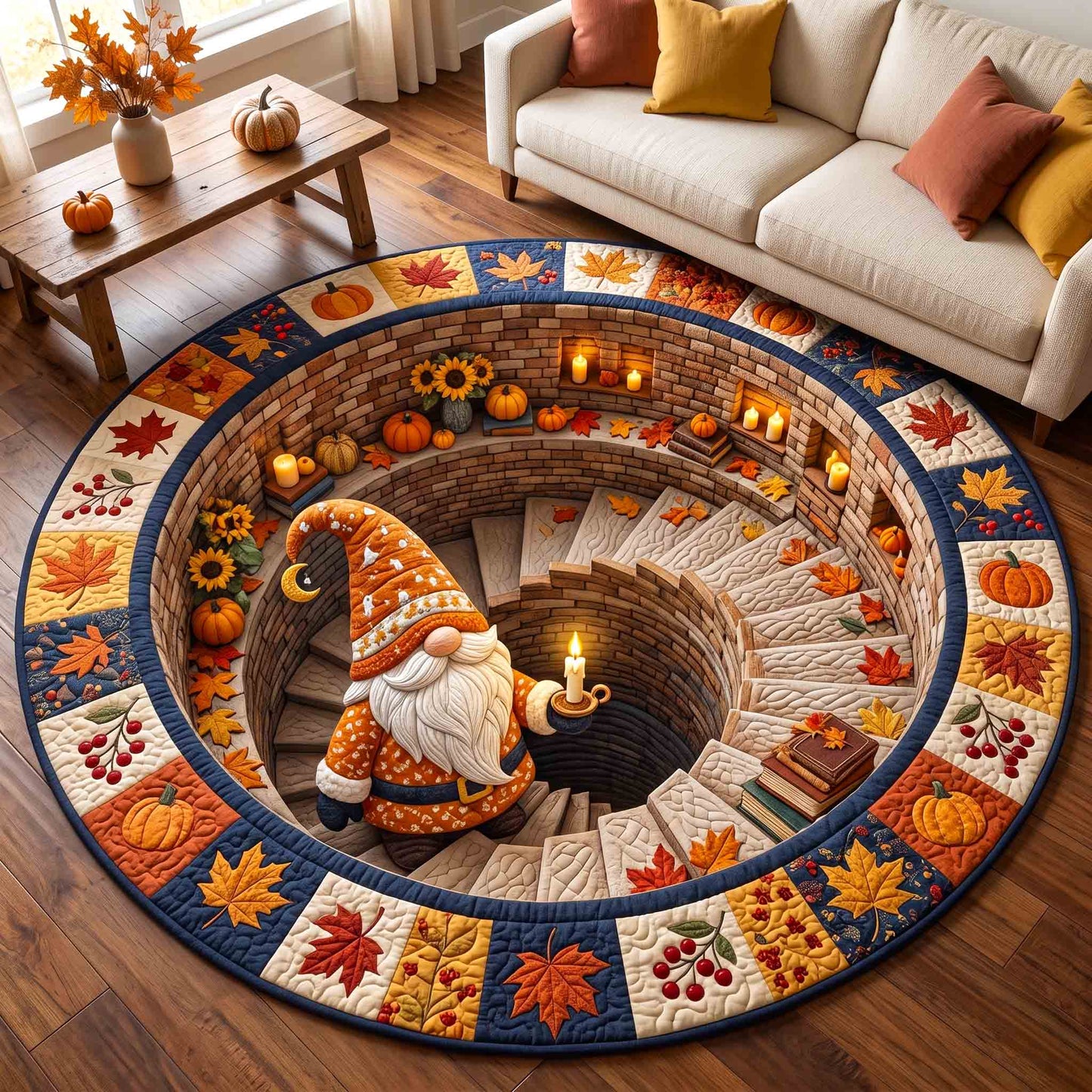 Fall Gnome Quilted Round Mat GFTOTP21277