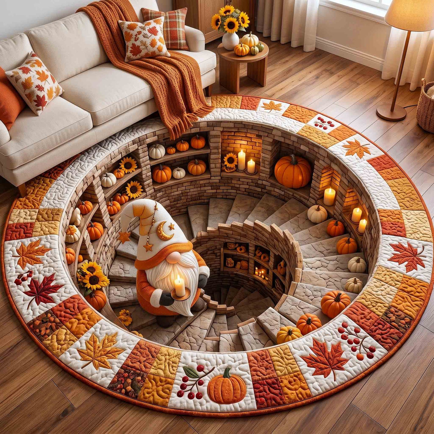 Fall Gnome Quilted Round Mat GFTOTP21279