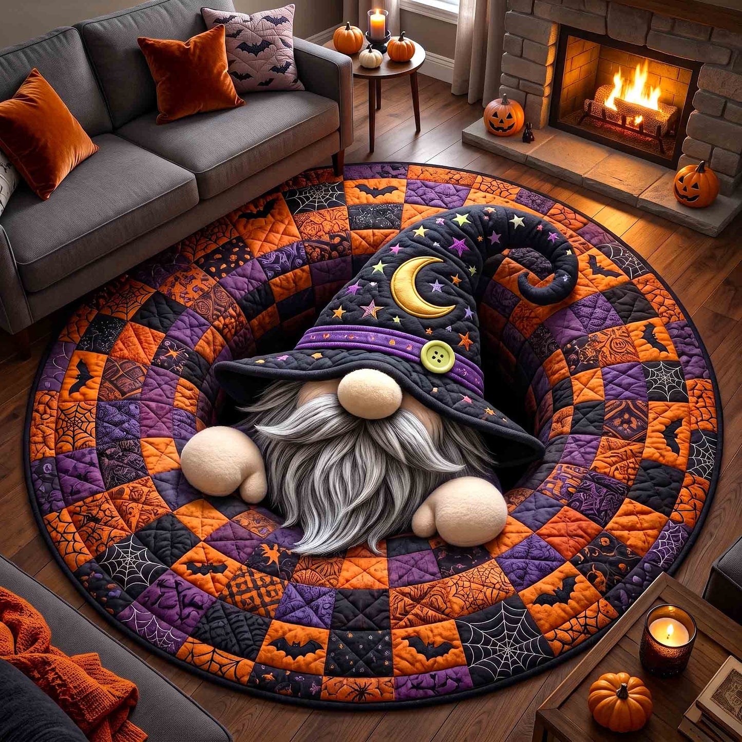 Gnome Halloween Magic Quilted Round Mat GFTOTP21287
