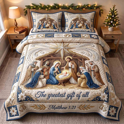 Holy Nativity 3-Piece Quilted Bedding Set GFTOTP21289