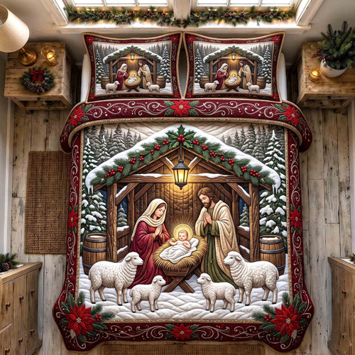Holy Nativity 3-Piece Quilted Bedding Set GFTOTP21290