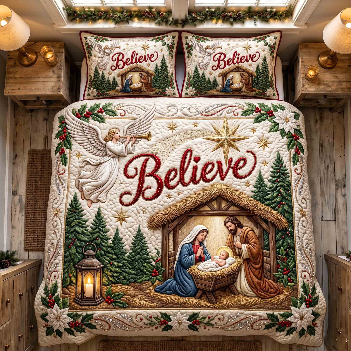 Holy Nativity 3-Piece Quilted Bedding Set GFTOTP21293