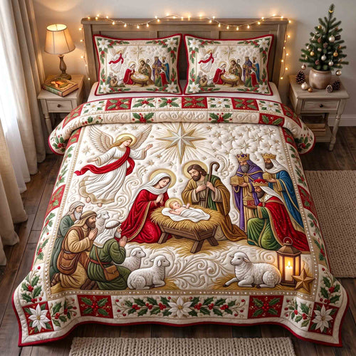 Holy Nativity 3-Piece Quilted Bedding Set GFTOTP21294