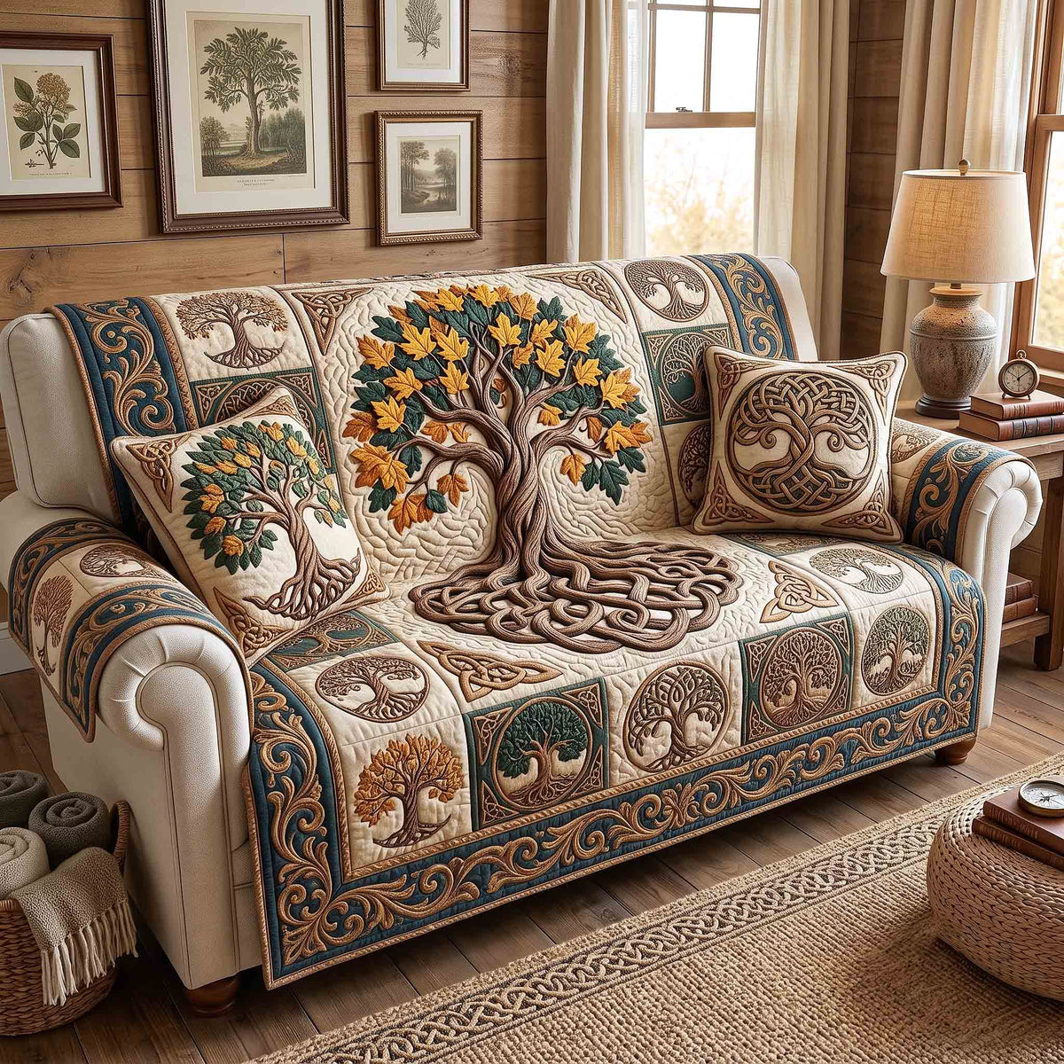 Celtic Roots Quilted Sofa Cover GFTOTP21316