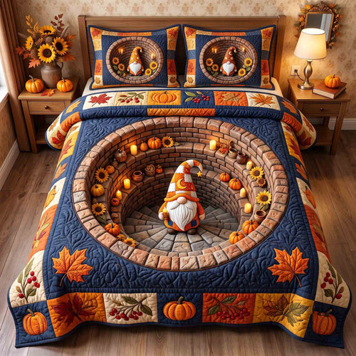 Fall Gnome 3-Piece Quilted Bedding Set GFTOTP21320