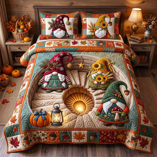 Fall Gnome 3-Piece Quilted Bedding Set GFTOTP21321