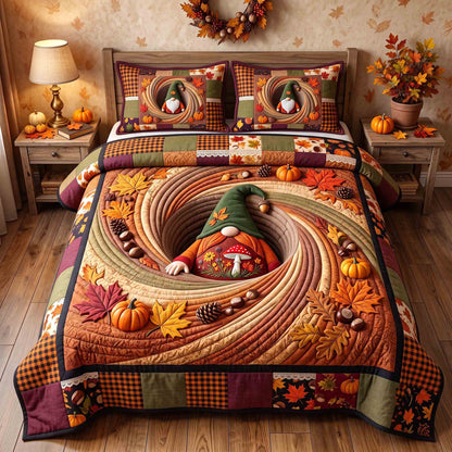 Fall Gnome 3-Piece Quilted Bedding Set GFTOTP21323