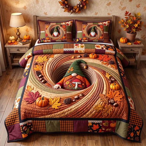 Fall Gnome 3-Piece Quilted Bedding Set GFTOTP21323