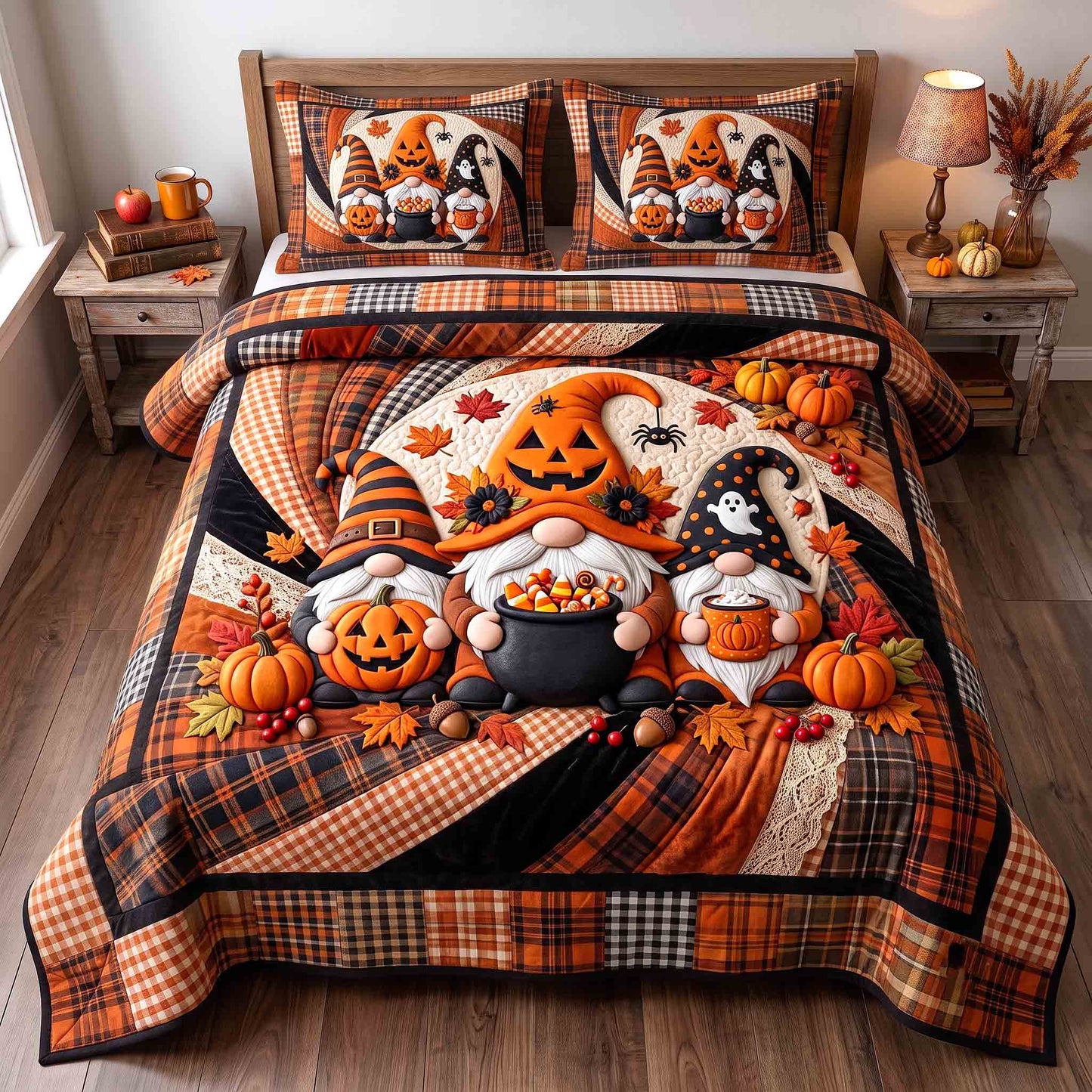 Gnome Halloween Magic 3-Piece Quilted Bedding Set GFTOTP21324