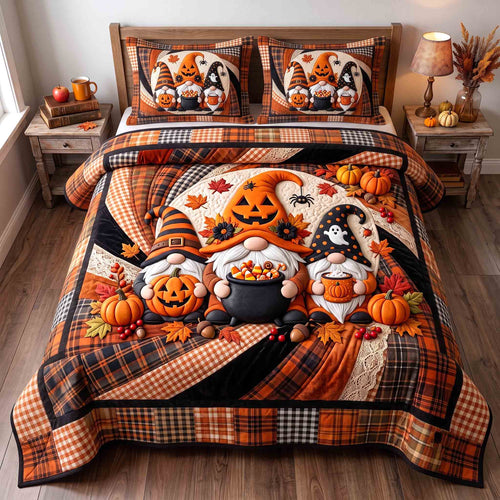 Gnome Halloween Magic 3-Piece Quilted Bedding Set GFTOTP21324