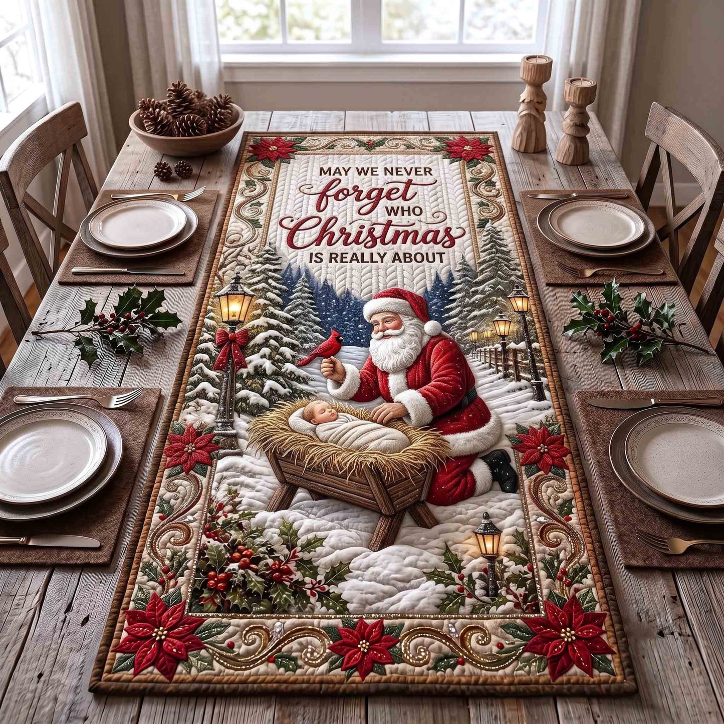 Santa Meets Savior Quilted Table Runner GFTOTP21325