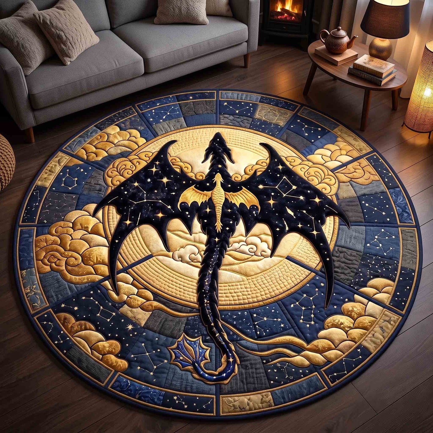 Celestial Dragon Quilted Round Mat GFTOTP21332