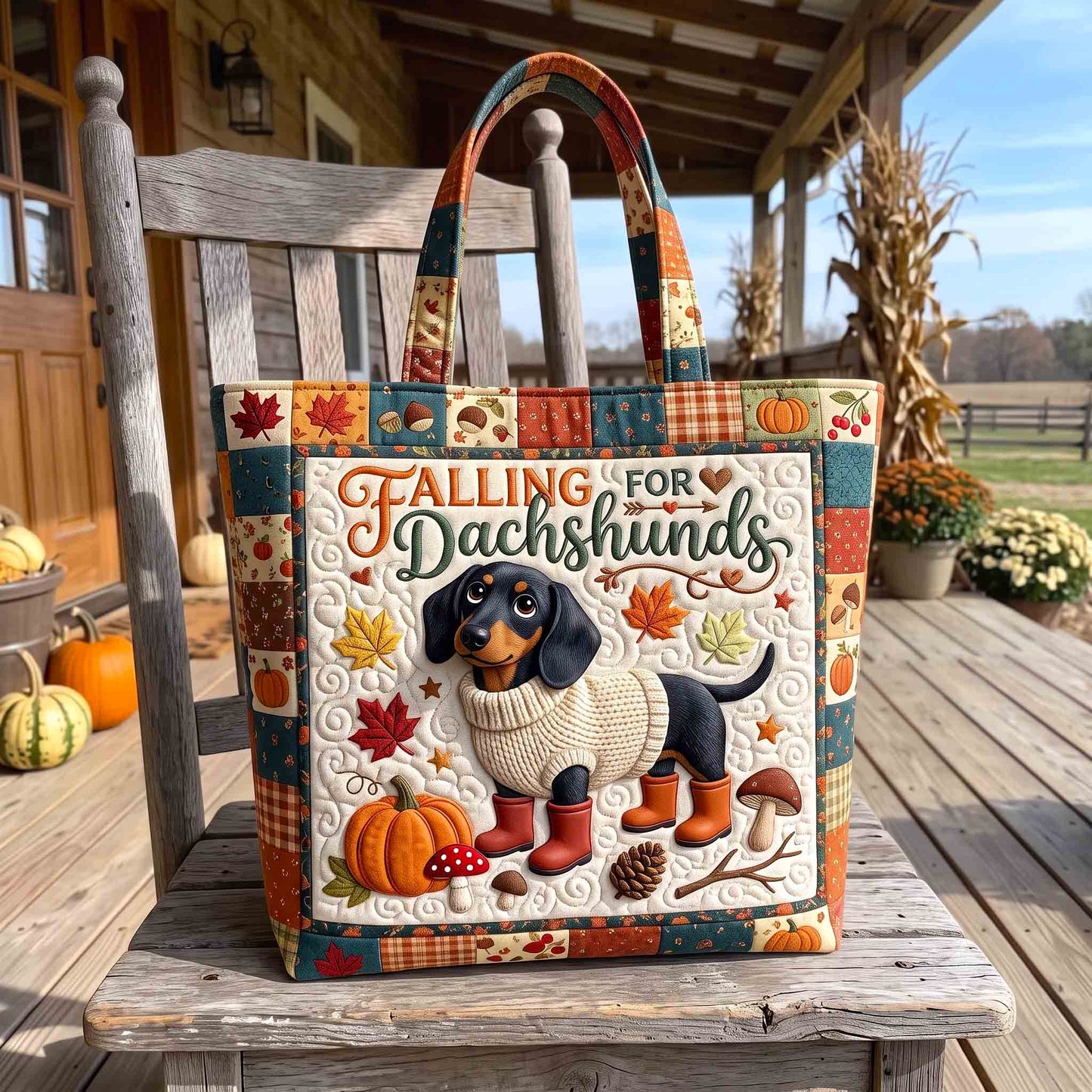 Falling For Dachshunds Quilted Tote Bag GFTOTP21356