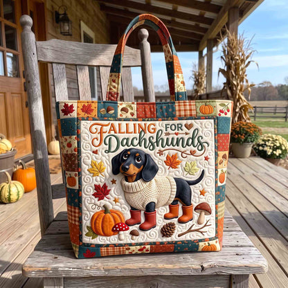Falling For Dachshunds Quilted Tote Bag GFTOTP21356