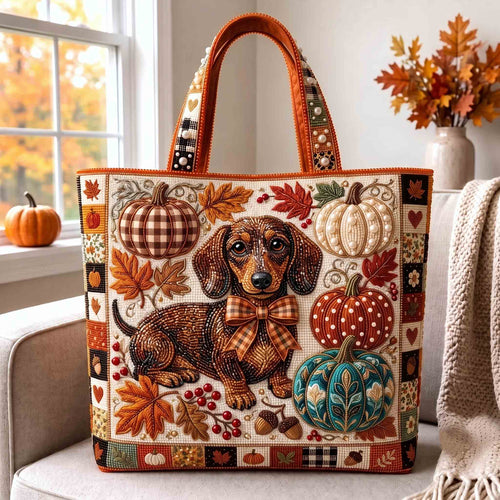 Bejeweled Autumn Dachshund Quilted Tote Bag GFTOTP21357