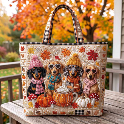 Bejeweled Autumn Dachshund Quilted Tote Bag GFTOTP21358