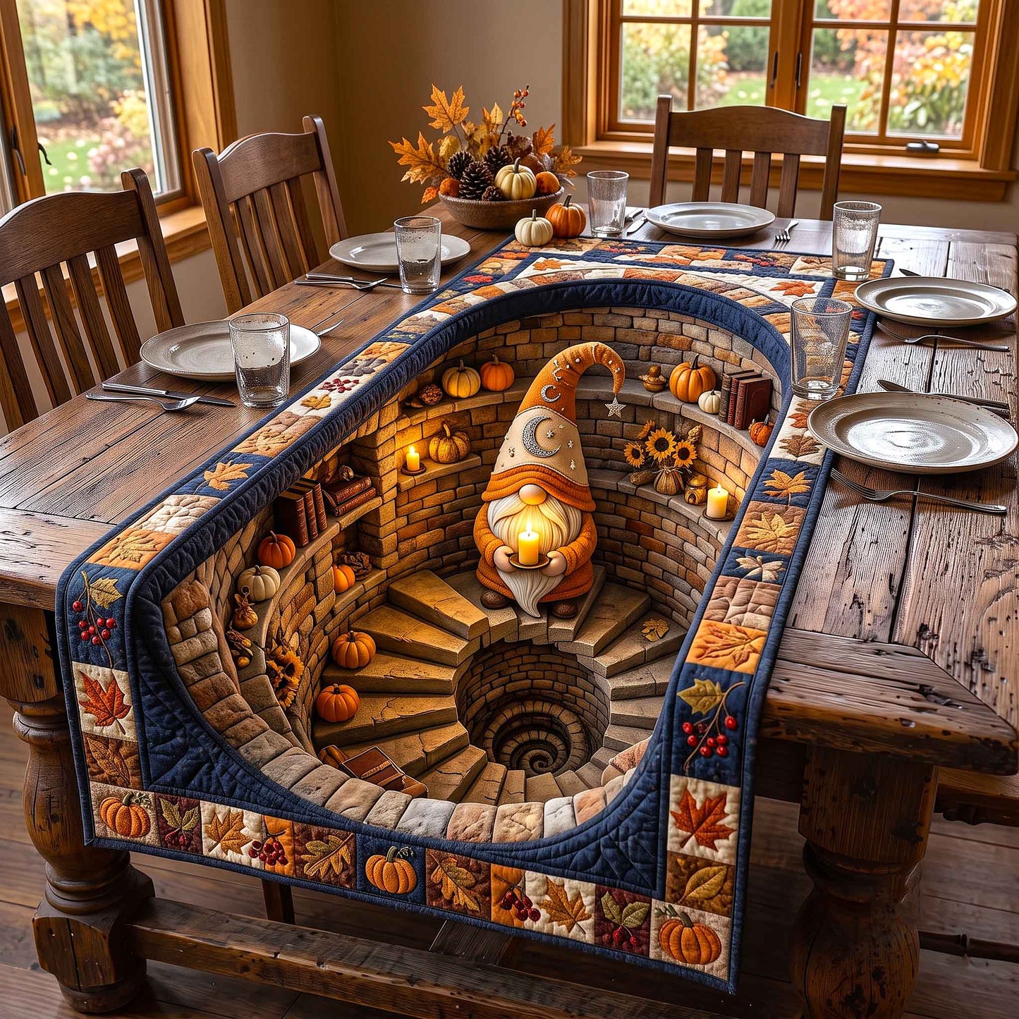 Fall Gnomes Quilted Table Runner GFTOTP21369