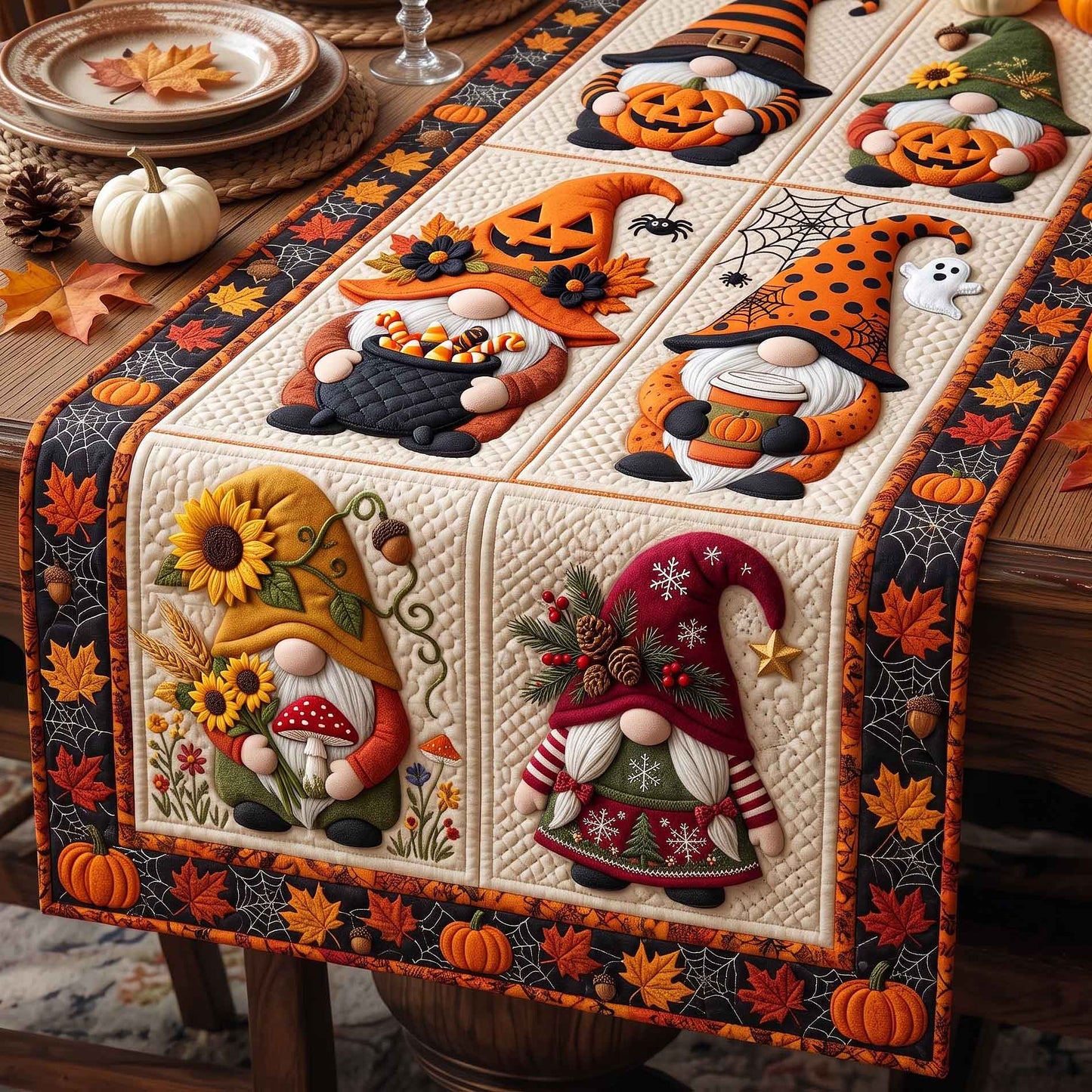 Fall Gnomes Quilted Table Runner GFTOTP21372