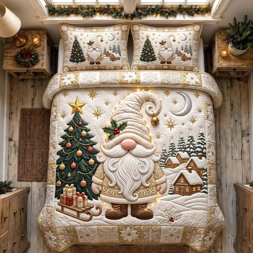 Cozy Christmas Gnome 3-Piece Quilted Bedding Set GFTOTP21405