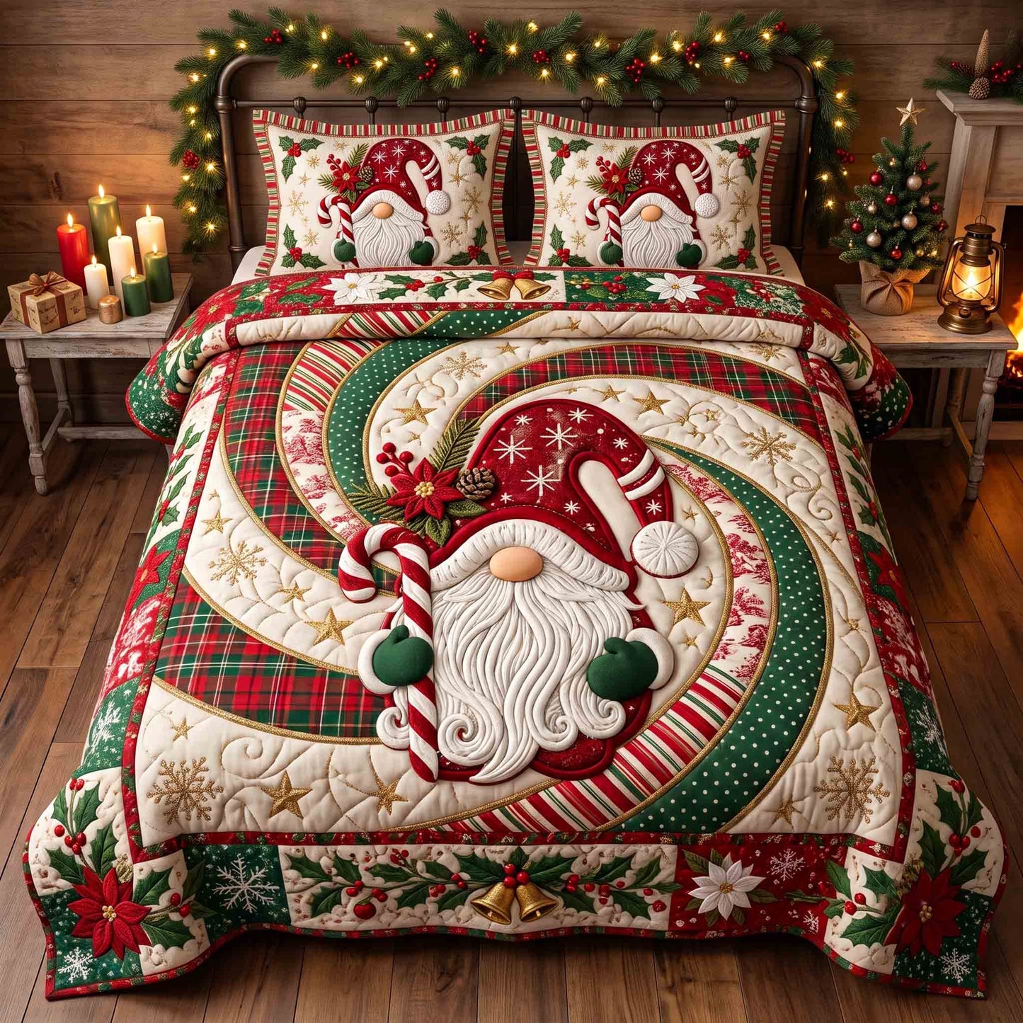 Cozy Christmas Gnome 3-Piece Quilted Bedding Set GFTOTP21406