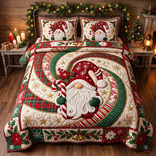Cozy Christmas Gnome 3-Piece Quilted Bedding Set GFTOTP21406