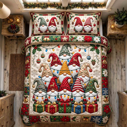Cozy Christmas Gnome 3-Piece Quilted Bedding Set GFTOTP21407