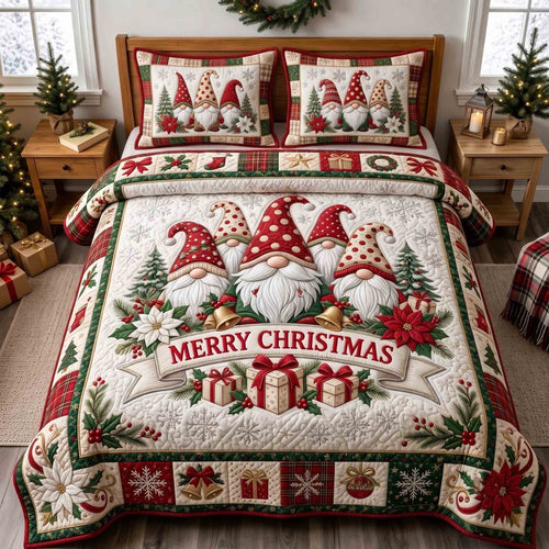 Cozy Christmas Gnome 3-Piece Quilted Bedding Set GFTOTP21409