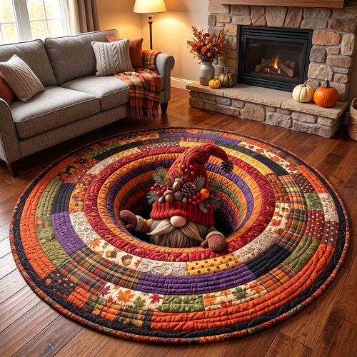 Cozy Autumn Gnome Quilted Round Mat GFTOTP21410