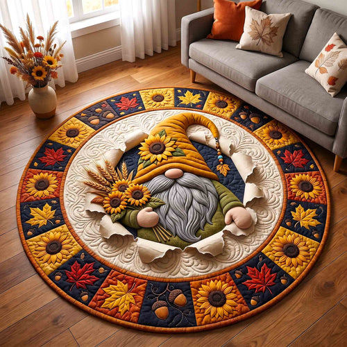 Golden Harvest Gnome Quilted Round Mat GFTOTP21412
