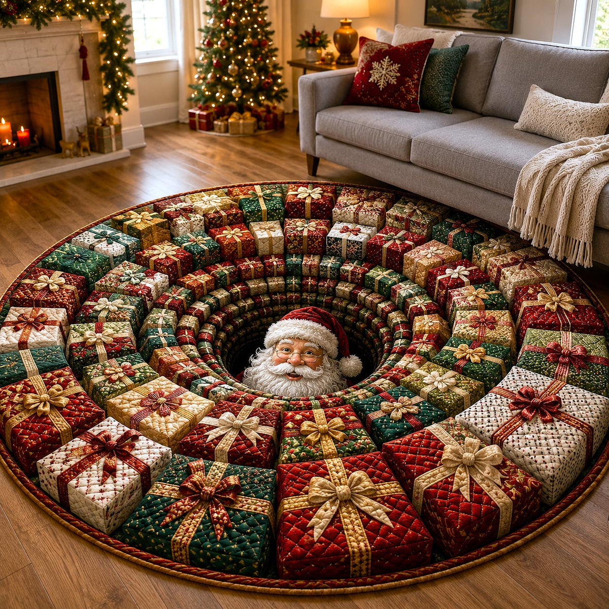 Gift Vortex Santa Quilted Round Mat GFTOTP21415