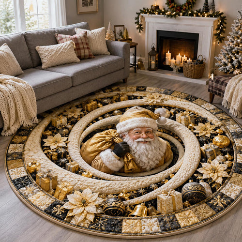Golden Santa Spiral Quilted Round Mat GFTOTP21419