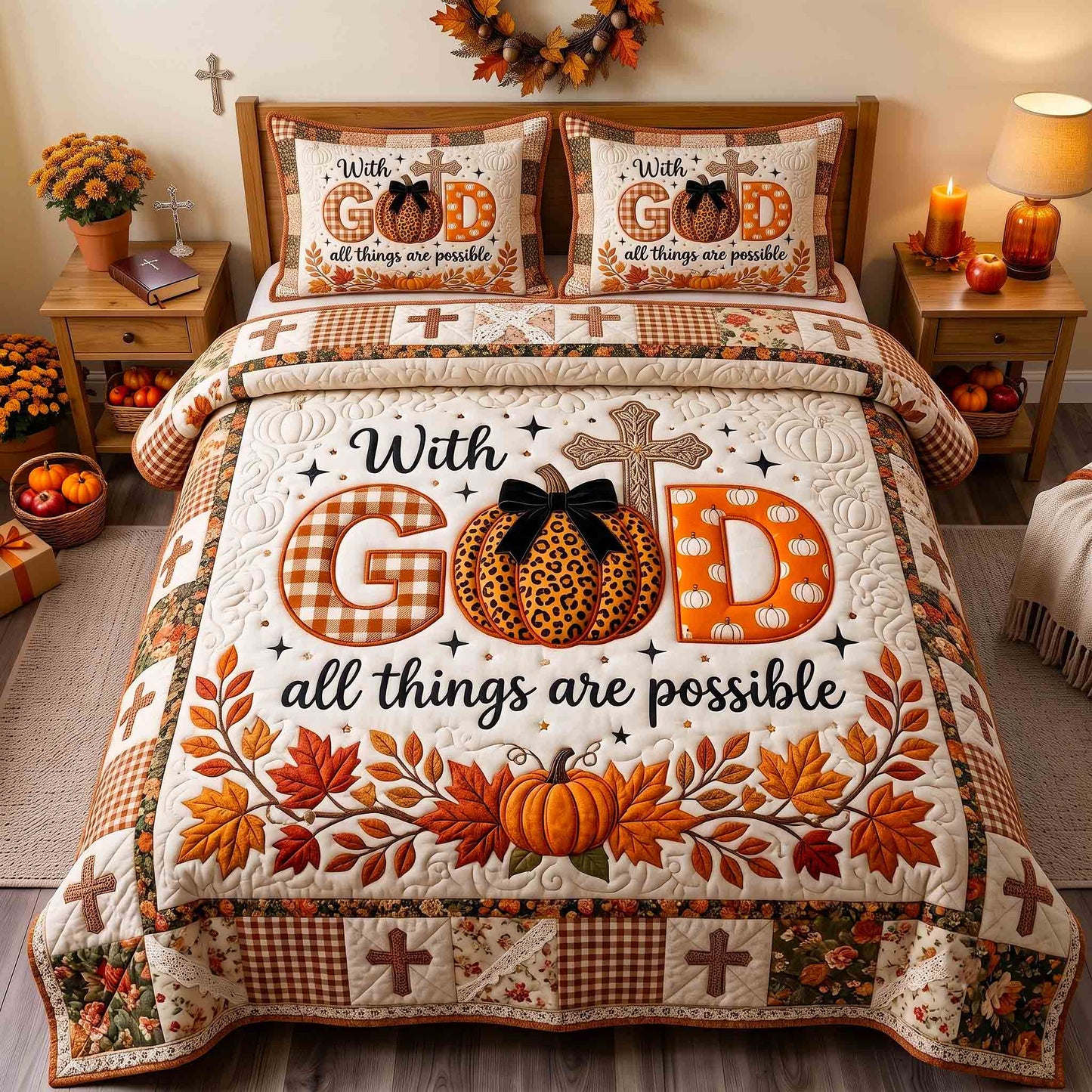 Autumn Faith 3-Piece Quilted Bedding Set GFTOTP21422